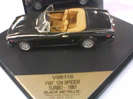 Fiat 124 Spider Turbo 1981 Miniature Noir Métal 1/43