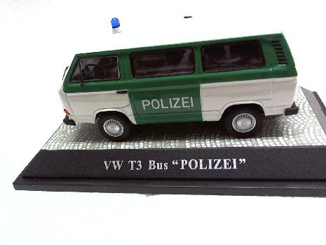 VW T3 BUS POLIZEI - Miniature de qualité supérieure en blanc et vert