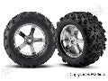 Tires & wheels, assembled, glued (Hurricane chrome wheels, Maxx