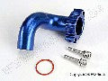 Header, blue-anodized aluminum (for rear exhaust engines only) (