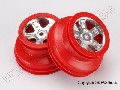 Wheels, SCT satin chrome with red beadlock, dual profile (2.2" o