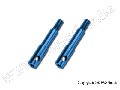 Wheel spindles, front, 7075-T6 aluminum, blue-anodized (left & r