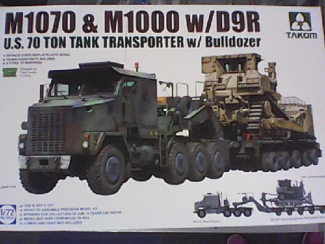 US M1070 ET M1000 TANK 70 TON TRANSPORTER WITH D9R BULLDOZER 1/7