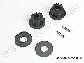 Pulleys, 15-groove (front/ rear) (2)/flanges (2)/ axle pins (2)