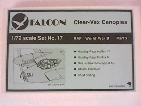 CLEARVAX CANOPIES RAF WORLD WAR II SET NO.17  1/72