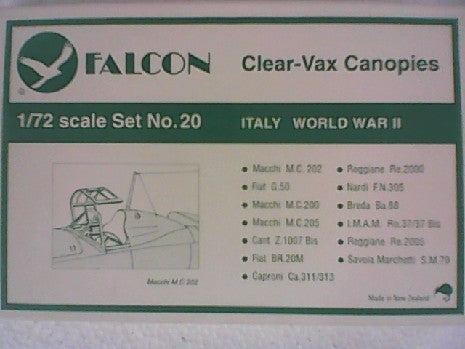 CLEARVAX CANOPIES ITALY WORLD WAR II SET NO.20  1/72