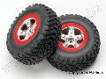 Tires & wheels, assembled, glued (SCT satin chrome wheels, red b