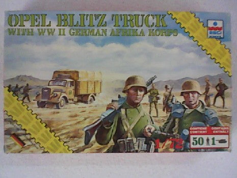 OPEL BLITZ TRUCK WITH WW II GERMAN AFRIKA KORPS 1/72