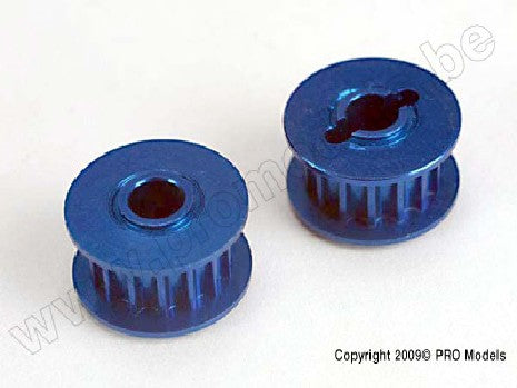 Pulleys, 15-groove (front/ rear) (blue-anodized, light-weight al