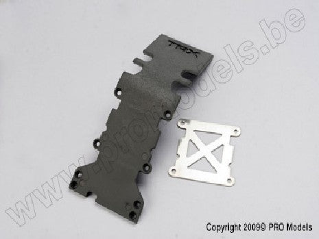 Skidplate, rear plastic (grey)/ stainless steel plate