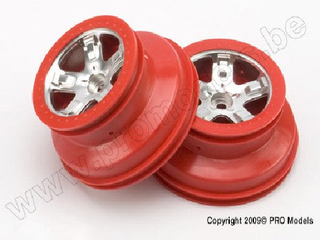 Wheels, SCT satin chrome, red beadlock style, dual profile (2.2"