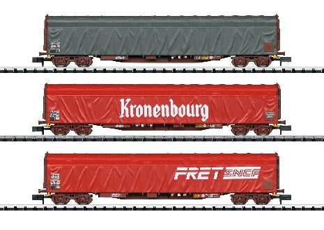 Coffret de Wagons N avec Bâche Coulissante - Minitrix
