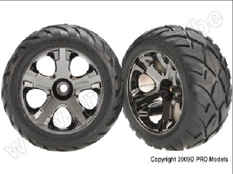 Tires & wheels, assembled, glued (All-Star black chrome wheels,