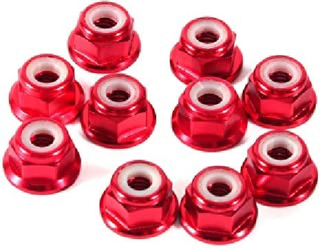ECROU HEXAGONAL AUTOBLOQUANT AVEC FLASQUE M4 ROUGE ALU