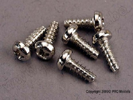 Screws, 3x8mm roundhead self-tapping (6)