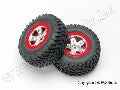 Tires & wheels, assembled, glued (SCT satin chrome wheels, red b