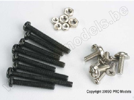Screw set, machine screw & nut set (black) (Tom Cat/ Spirit)