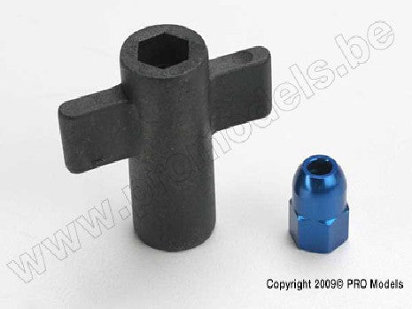 Antenna crimp nut, aluminum (blue-anodized)/ antenna nut tools