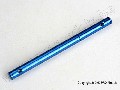 Pulley shaft, front (blue-anodized, light-weight aluminum)
