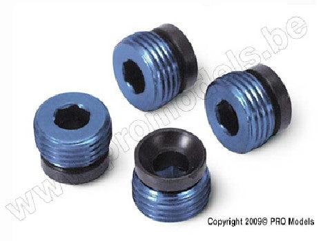 Aluminum caps, pivot ball (blue-anodized) (4)