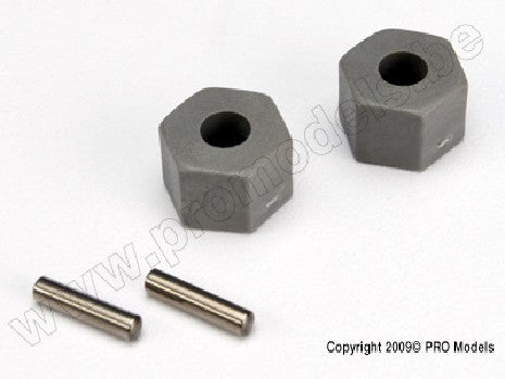 Wheel hubs, hex (tall offset, Rustler/Stampede front) (2)/ axle