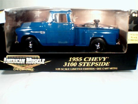 CHEVY 3100 STEPSIDE 1955 BLEU 1/18