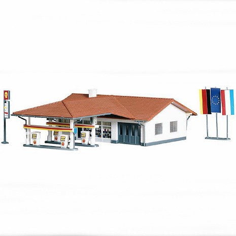 Station Service N - Décor pour Trains Miniatures N
