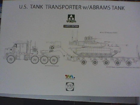 US M1070 ET M1000 TANK 70 TON TRANSPORTER WITH M1A2 ABRAMS 1/72