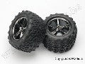 Tires & wheels, assembled, glued (Gemini black chrome wheels, Ta