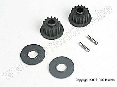 Pulleys, 15-groove (front/ rear) (2)/flanges (2)/ axle pins (2)
