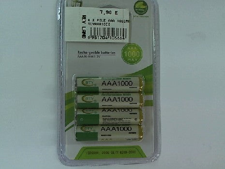 Piles Rechargeables AAA 1000mAh 1.2V - Pack de 4