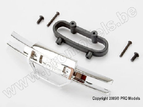 Bumper, front (chrome)/ bumper mount, front/ 4x10mm BCS (2)/ 3x2