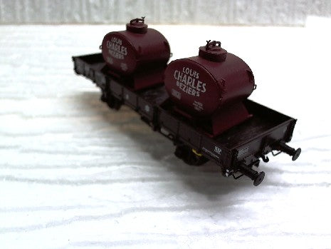 WAGON PLAT OCEM 29 EPOQU 3 + 2 CONTENEUR LOUIS CHARLES BEZIER HO