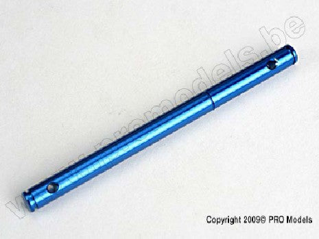 Pulley shaft, front (blue-anodized, light-weight aluminum)