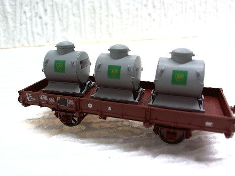 WAGON PLAT OCEM 29 EPOQUE 4 + 3 CONTENEUR BP HO