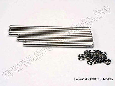 Suspension pin set, stainless steel (w/ E-clips)