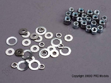 Nut set, lock nuts (3mm (11) and 4mm(7)) & washer set