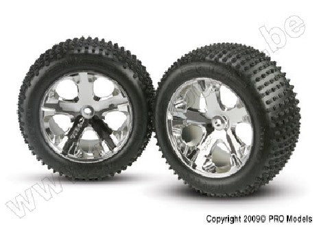 Tires & wheels, assembled, glued (2.8") (All-Star chrome wheels,