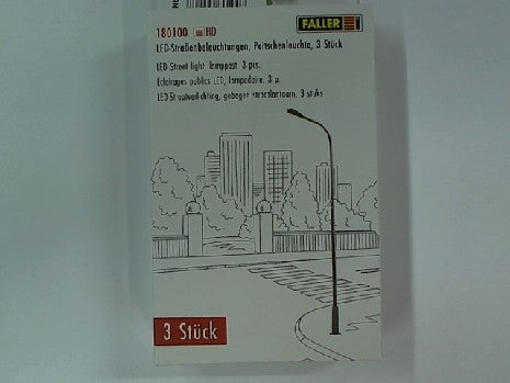 Lampadaires LED 3 pièces FALLER 180100 pour Trains Miniatures