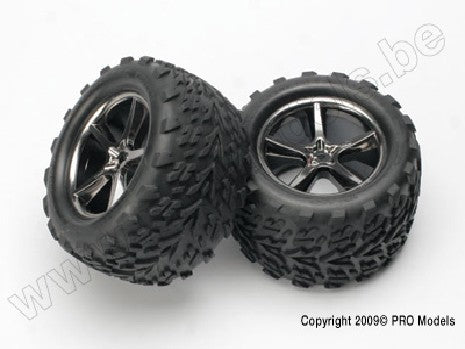 Tires & wheels, assembled, glued (Gemini black chrome wheels, Ta