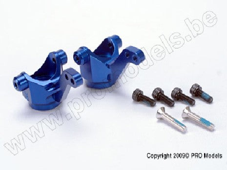 Steering blocks/ axle housings, blue-anodized 6061-T6 aluminum/