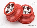 Wheels, SCT satin chrome, red beadlock style, dual profile (2.2"