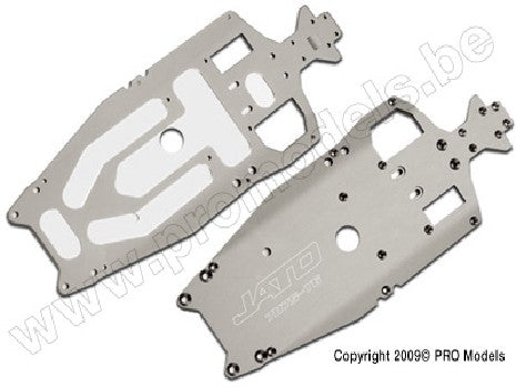 Chassis, 7075-T6 aluminum (3mm) (titanium-anodized) (machined, l
