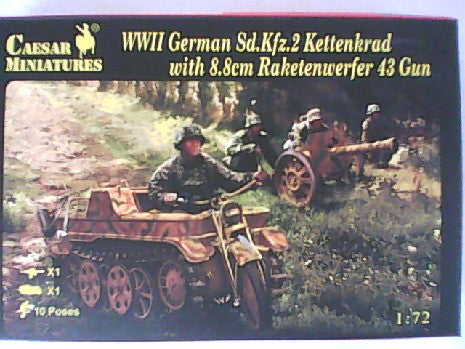 WWII GERMAN SD.KFZ.2 KETTENKRAD 8.8CM RAKETENWERFER 43 GUN 1/72