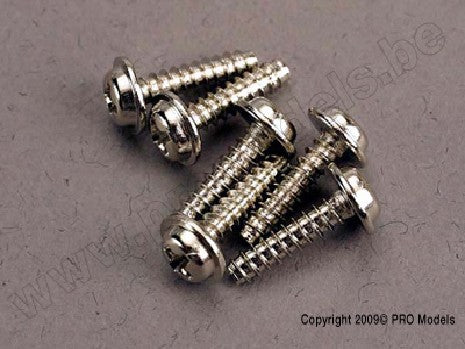 Screws, 3x12mm washerhead self-tapping (6)