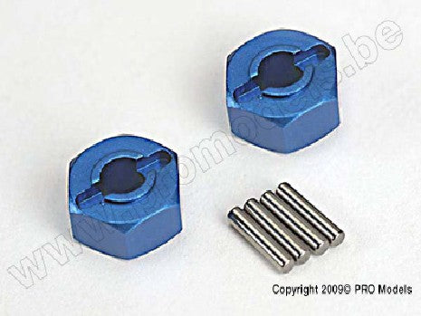 Wheel hubs, hex (blue-anodized, lightweight aluminum) (2)/ axle