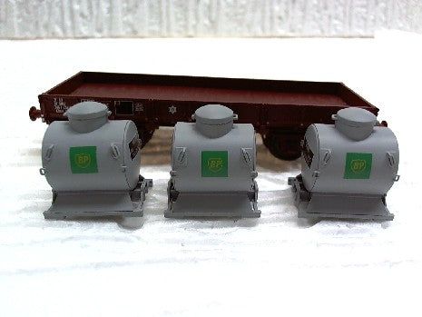 WAGON PLAT OCEM 29 EPOQUE 4 + 3 CONTENEUR BP HO