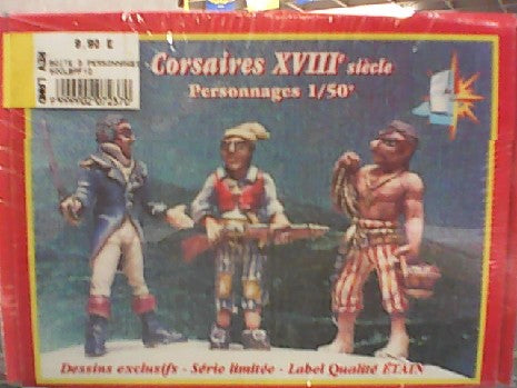 BOITE 3 PERSONNAGES CORSAIRE XVIIIEME SIECLE 1/50