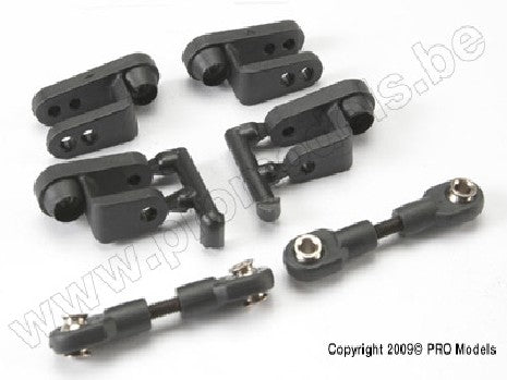 Servo horns, steering, long (2), short (2)/ linkage, steering (3
