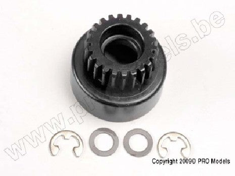Clutch bell, (22-tooth)/ 5x8x0.5mm fiber washer (2)/ 5mm E-clip